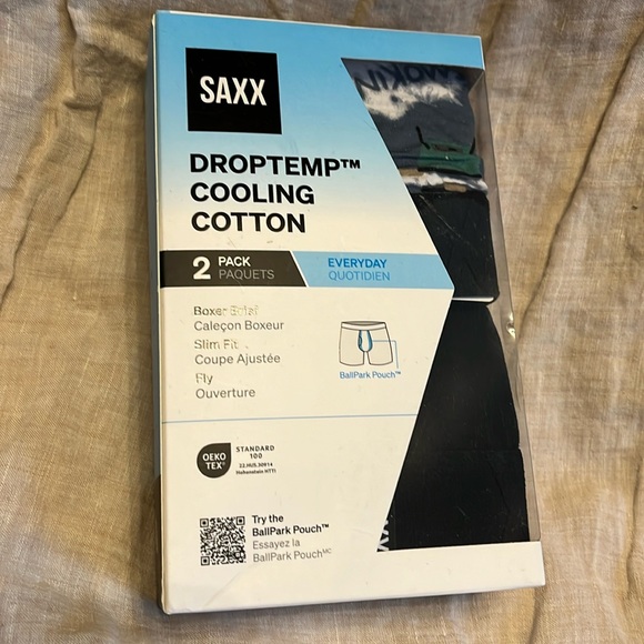 Saxx DropTemp® Cooling Cotton (2 Pack) Cooling Cotton Boxer Brief 5” (Med) - Picture 2 of 6